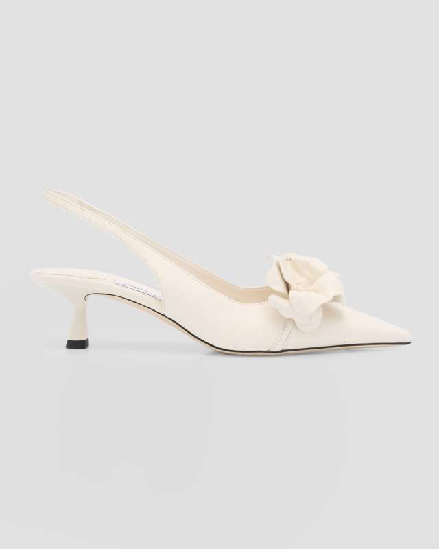 Amita Leather Flowers Slingback Pumps